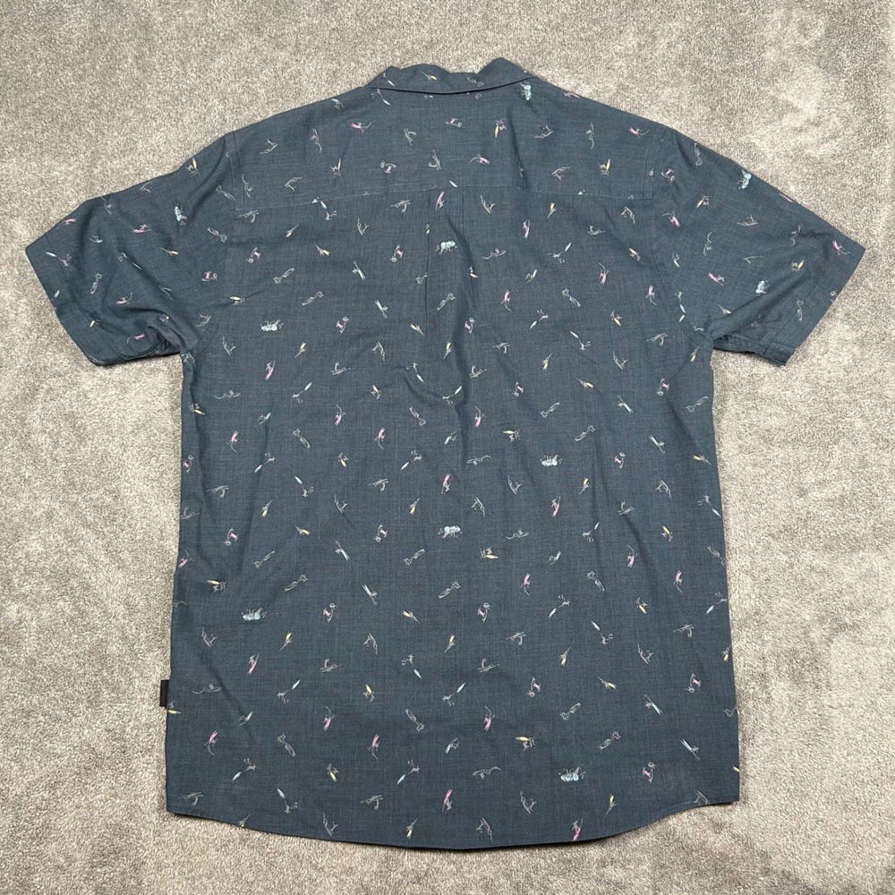 Patagonia Button Down Short Sleeve Mens Surfer Print Organic Cotton Shirt Navy M - Picture 7 of 11